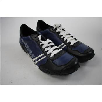Diesel Solar Men's Blue/Black Leather Low Sneaker, Men's Size 12