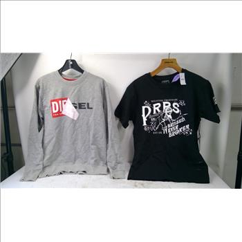 Diesel Sweatshirt, PRPS Bruised Never Broken T-Shirt, Size Small, 2 Pieces