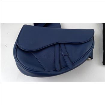 Dior Blue Leather Saddle Bag - Doublechecked By Entrupy