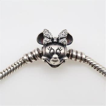Disney Pandora Moments Sterling Silver Pave Minnie Mouse Clasp Bracelet