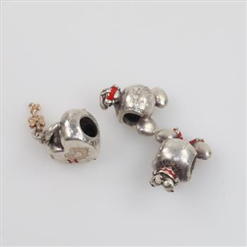 Disney Pandora Sterling Silver Charms, 3 Pieces
