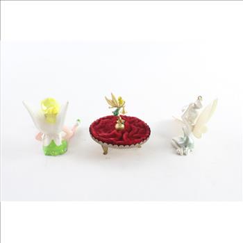 Disney Tinkerbell Figurines And Ornament, 3 Pieces