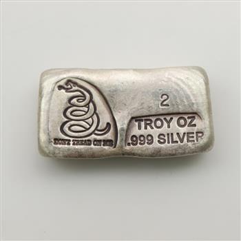 Don't Tread On Me Fine Silver Bar, 2 Troy Oz