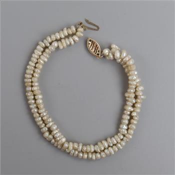 Double String Pearl Bracelet 14kt Gold Clasp