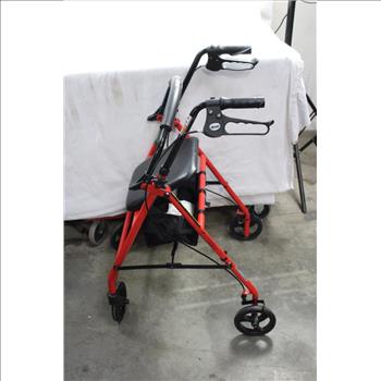 Drive, Walker With Fold Up Removable Back Support, Red