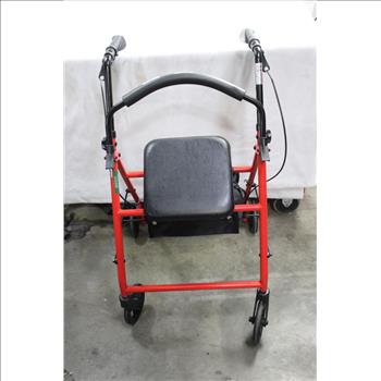 Drive, Walker With Fold Up Removable Back Support, Red