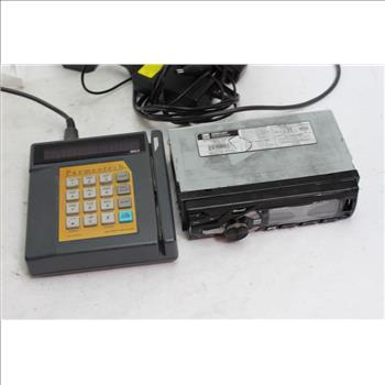 Dual Car Stereo System, Card Machine Reader, & Assorted Power Cords; 3+ Pieces
