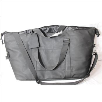 Duchamp London Black Rubberized Duffle Travel Bag With Strap And USB Port/Cable