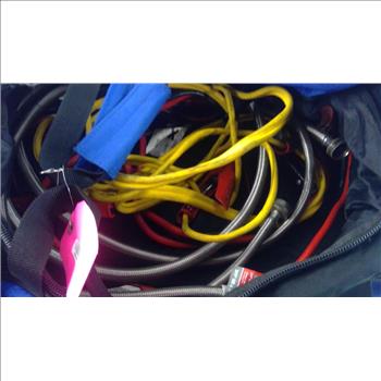 Duffle Bag With Jumper Cables And Washing Machine Hose