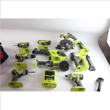 Duffle Bag With Ryobi Power Tools & Accessories, 10+ Pieces