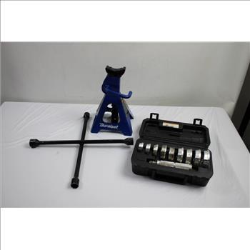 Duralast Hydraulic Trolley Jack. Duralast Jack Stand, Maddox Bearing Race & Seal Driver Set  4 Pieces