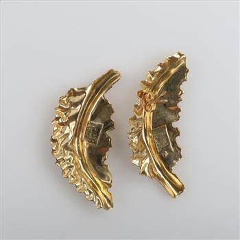 E. Katz 14kt Gold Leaf Stud Earrings