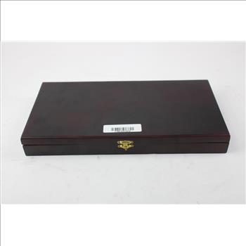 Eagle Motif Knife Set In Wood Collector Box, 3 Pieces