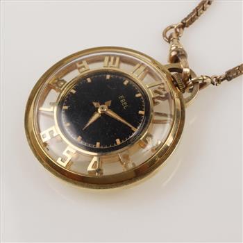 Ebel 18kt Gold Skeleton Pocket Watch - Evaluated By Our Certified Gemologist-AGS/GIA