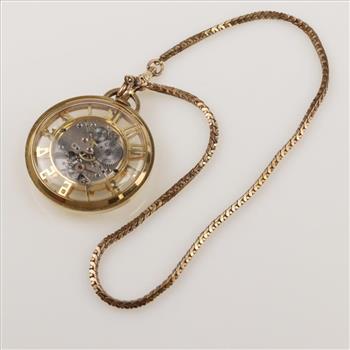 Ebel 18kt Gold Skeleton Pocket Watch - Evaluated By Our Certified Gemologist-AGS/GIA