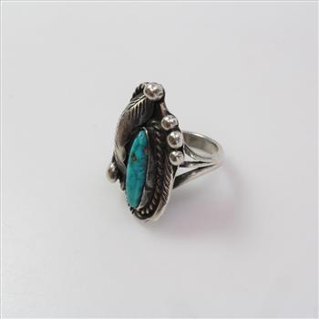 Ed Kee Navajo Silver Ring With Turquoise, 8.17g