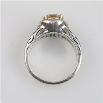 Effy BH Sterling Silver Gold Accent Yellow Stone And Diamond Ring