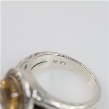 Effy BH Sterling Silver Gold Accent Yellow Stone And Diamond Ring