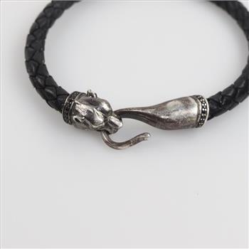 EFFY Signature Panther Silver And Leather Bracelet