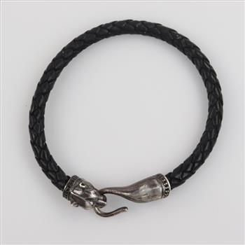 EFFY Signature Panther Silver And Leather Bracelet