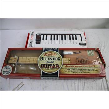 Electric Blues Box Slide Guitar, And Akai LPK25 Laptop Keyboard, 2 Pieces