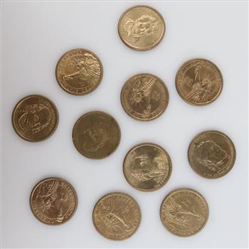 Eleven US Presidential Dollar Coins