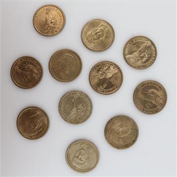 Eleven US Presidential Dollar Coins