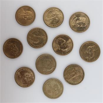 Eleven US Presidential Dollar Coins