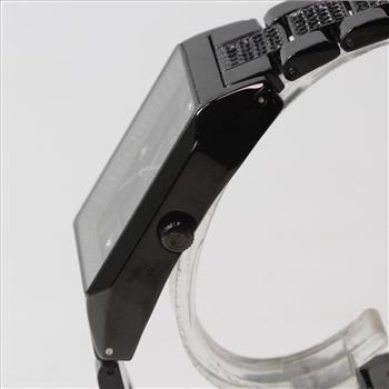Elgin Black Textured Watch And Bracelet Set