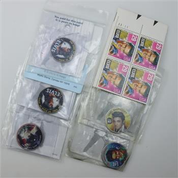 Elvis Presley Colorized Half Dollars And Elvis Stamps, 5+ Pieces