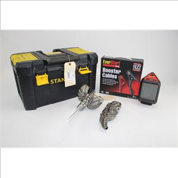 Everstart Plus Booster Cables, Milwaukee M12 Speaker W/battery, & More In Stanley Tool Box; 4 Pieces