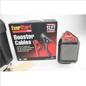 Everstart Plus Booster Cables, Milwaukee M12 Speaker W/battery, & More In Stanley Tool Box; 4 Pieces