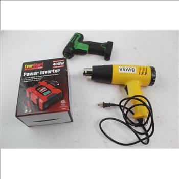 EverStart Power Inverter, Snap-On Cordless Impact Driver, Vvivid Heat Gun: 3 Items