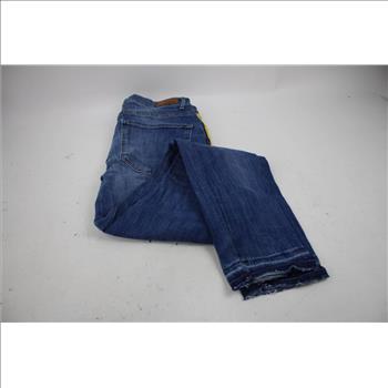 Express High-Rise Denim Legging Jeans With Yellow Stripe, Size 12