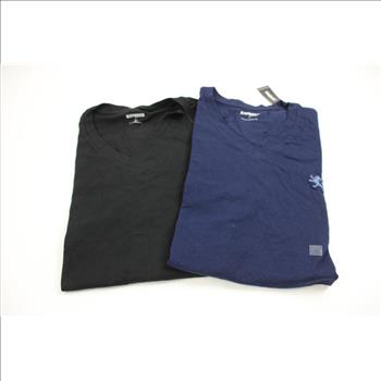 Express V-Neck Shirts, And Fitted Plaid Grey/White/Black Button-Up, Large, 3 Pieces