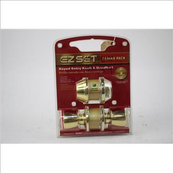 EZ Set Combo Pack Keyed Entry Knob & Deadbolt, Gold, CS300TG-GN-US3