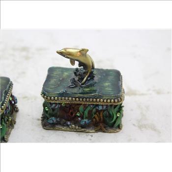 Faberge Style Egg, Dolphin Jewelry Box: 3 Items