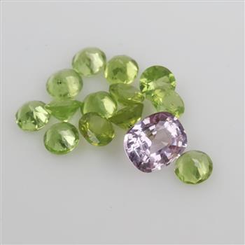Faceted Loose Jewelry Craft Stones, 14 Pieces, Includes Peridot