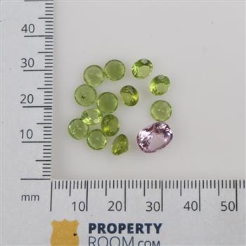 Faceted Loose Jewelry Craft Stones, 14 Pieces, Includes Peridot