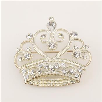 Fashion Clear Stone Royal Crown Brooch