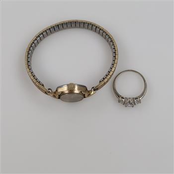 Fashion Ring And Bulova Watch, 2 Pieces