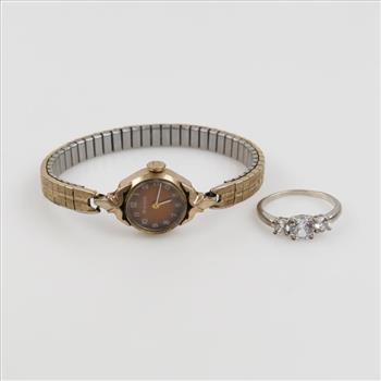 Fashion Ring And Bulova Watch, 2 Pieces