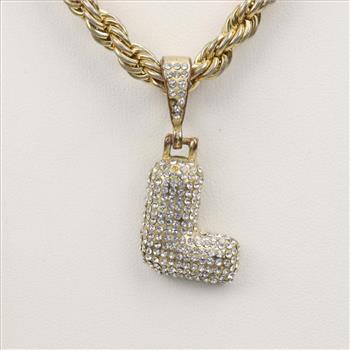 Fashion Rope Chain Clear Stone Accent Pendant