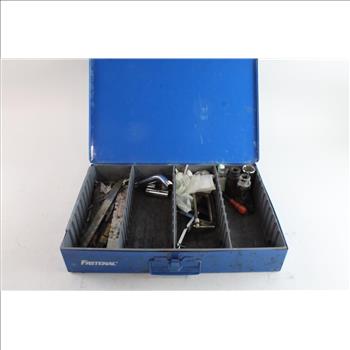 Fastenal Metal Box With Assorted Hardware & Tools, 8+ Pieces
