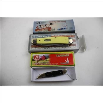 Field Dog Little Peanut, Crowing Rooster, Buck, And Other Knives, 5 Pieces