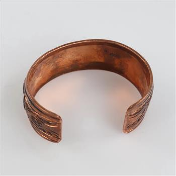 Fine Copper Two Tone Stamped Cuff