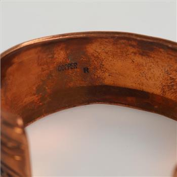 Fine Copper Two Tone Stamped Cuff