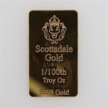 Fine Gold Scottsdale Gold 1/100th Troy Oz Bar