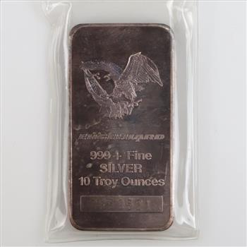 Fine Silver Engelhard 10 Troy Oz Bar