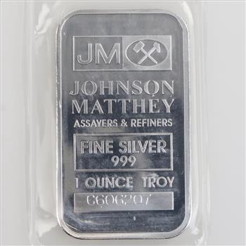 Fine Silver Johnson Matthey 1 Troy Oz Bar